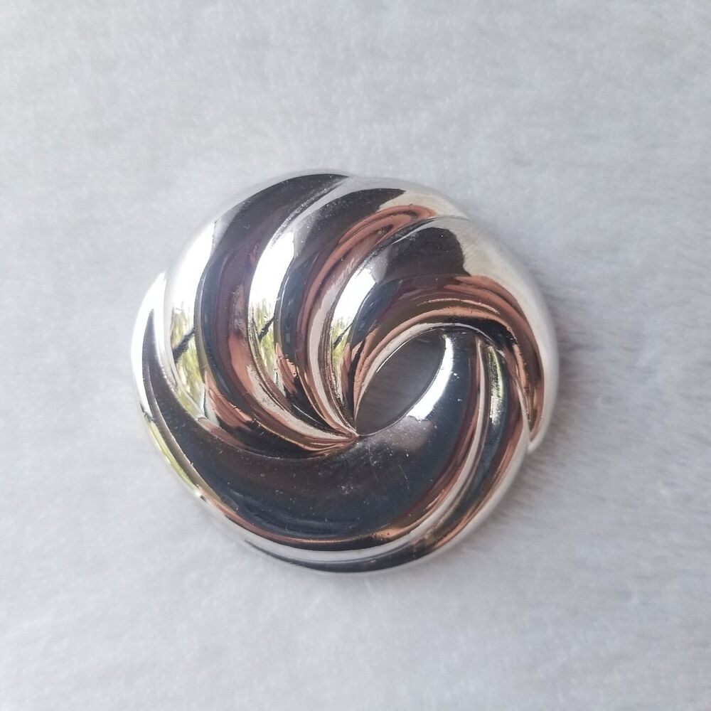 Napier Swirl Brooch Pin 1.5" Silver Tone Signed Estate Knot Vintage